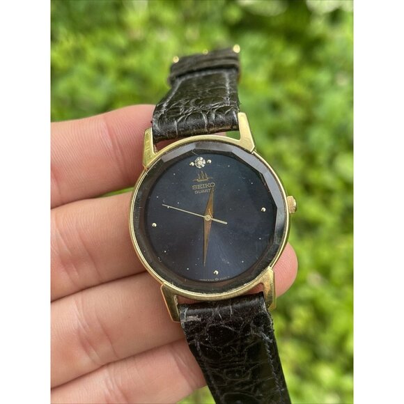 Vintage Seiko 5Y95-607A R1  Watch crocodile calfskin band diamond - Picture 4 of 8